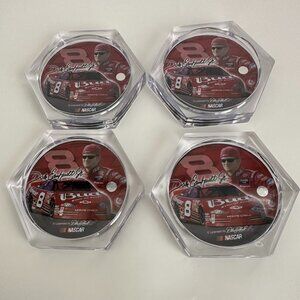 Dale Earnhardt Jr.  Bud Coasters Set Of 4 Plastic Rubber Bottoms 3” (NASCAR)